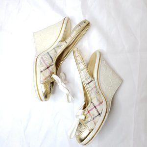 Coach Emilanna Metallic Platform Wedge Sandals Size 6